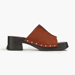 MIISTA Hannah Pebbled-leather Studded Mules